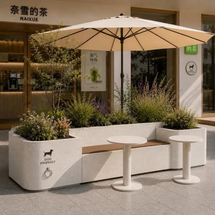 户外外摆新场景：花箱围合式庭院，解锁茶饮门店流量新赛道